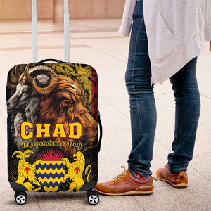 Chad Independence Day 1960 Luggage Cover Tchad Goat and Lion African Pattern