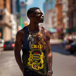 Chad Independence Day 1960 Men Tank Top Tchad Goat and Lion African Pattern