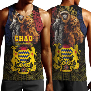 Chad Independence Day 1960 Men Tank Top Tchad Goat and Lion African Pattern