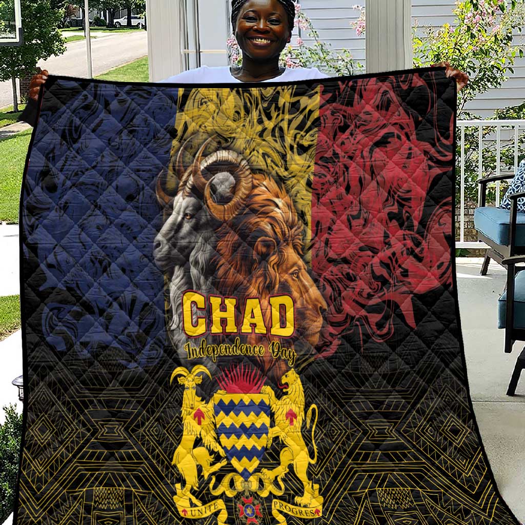 Chad Independence Day 1960 Quilt Tchad Goat and Lion African Pattern