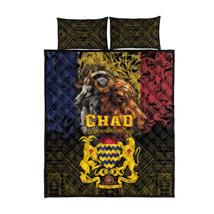 Chad Independence Day 1960 Quilt Bed Set Tchad Goat and Lion African Pattern