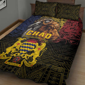 Chad Independence Day 1960 Quilt Bed Set Tchad Goat and Lion African Pattern