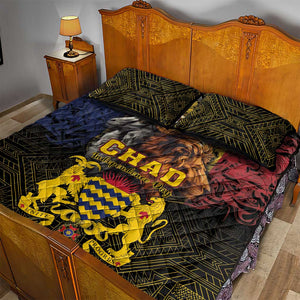 Chad Independence Day 1960 Quilt Bed Set Tchad Goat and Lion African Pattern