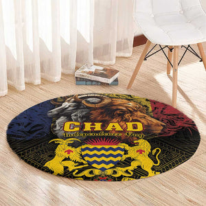 Chad Independence Day 1960 Round Carpet Tchad Goat and Lion African Pattern