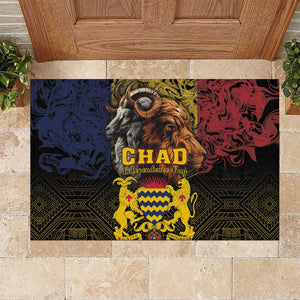 Chad Independence Day 1960 Rubber Doormat Tchad Goat and Lion African Pattern