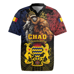 Chad Independence Day 1960 Rugby Jersey Tchad Goat and Lion African Pattern