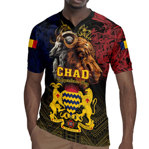 Chad Independence Day 1960 Rugby Jersey Tchad Goat and Lion African Pattern