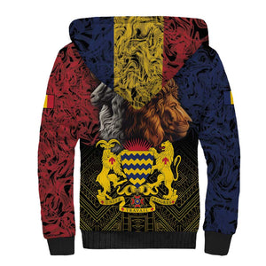 Chad Independence Day 1960 Sherpa Hoodie Tchad Goat and Lion African Pattern