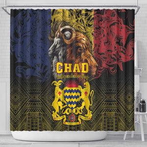 Chad Independence Day 1960 Shower Curtain Tchad Goat and Lion African Pattern