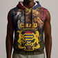 Chad Independence Day 1960 Sleeveless Hoodie Tchad Goat and Lion African Pattern - African Pride