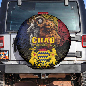 Chad Independence Day 1960 Spare Tire Cover Tchad Goat and Lion African Pattern