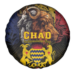 Chad Independence Day 1960 Spare Tire Cover Tchad Goat and Lion African Pattern