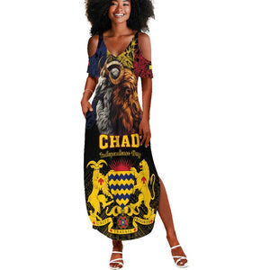 Chad Independence Day 1960 Summer Maxi Dress Tchad Goat and Lion African Pattern