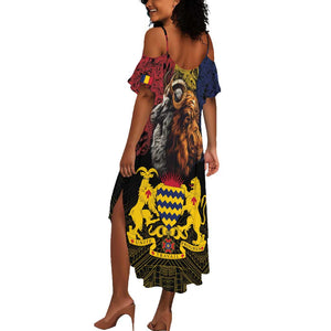 Chad Independence Day 1960 Summer Maxi Dress Tchad Goat and Lion African Pattern