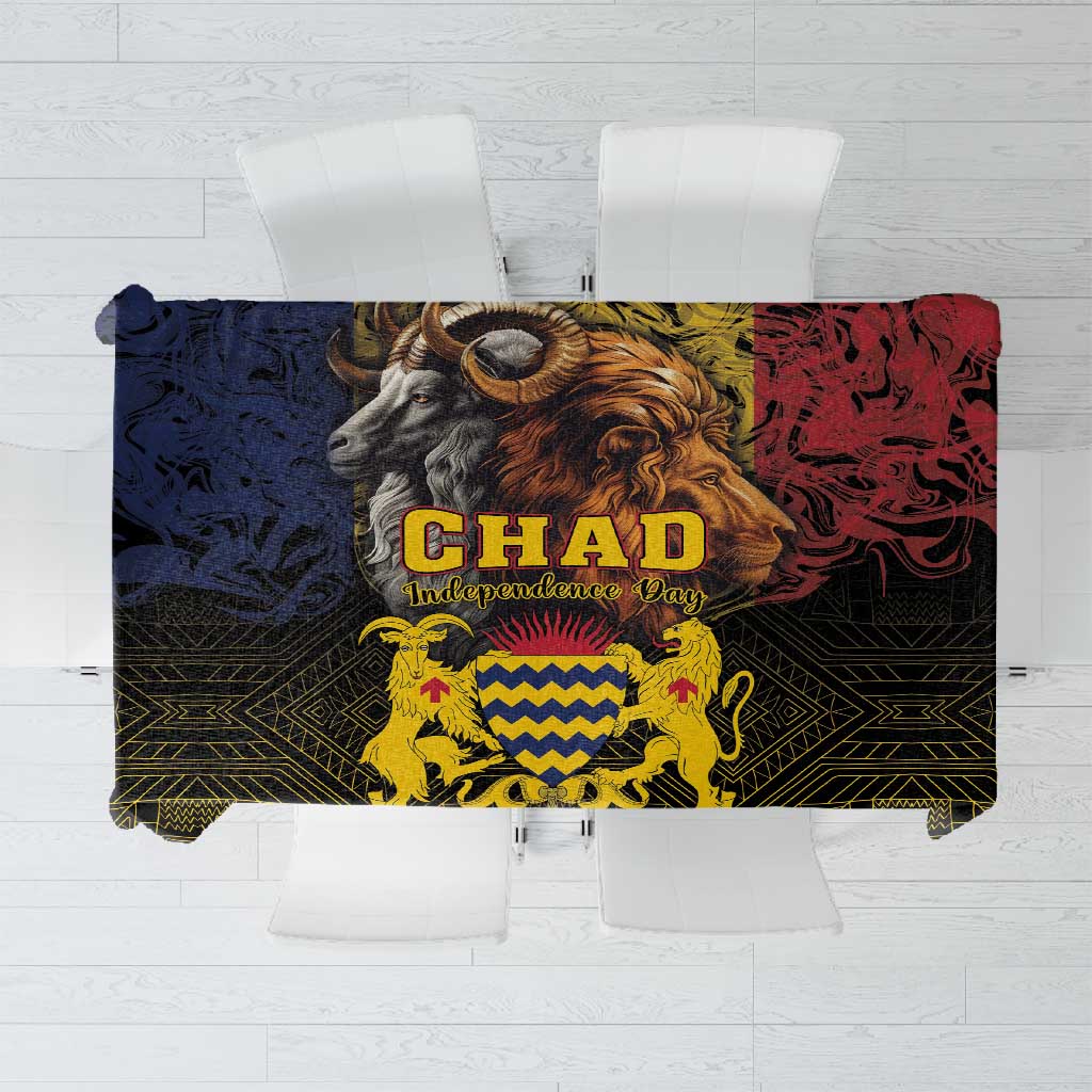 Chad Independence Day 1960 Tablecloth Tchad Goat and Lion African Pattern