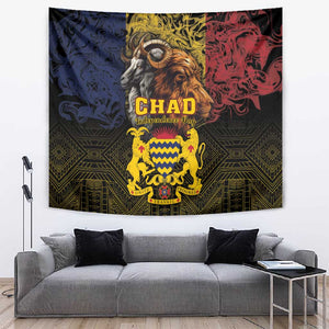 Chad Independence Day 1960 Tapestry Tchad Goat and Lion African Pattern