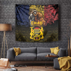 Chad Independence Day 1960 Tapestry Tchad Goat and Lion African Pattern