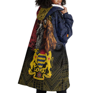 Chad Independence Day 1960 Wearable Blanket Hoodie Tchad Goat and Lion African Pattern