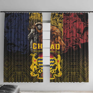 Chad Independence Day 1960 Window Curtain Tchad Goat and Lion African Pattern