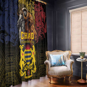 Chad Independence Day 1960 Window Curtain Tchad Goat and Lion African Pattern