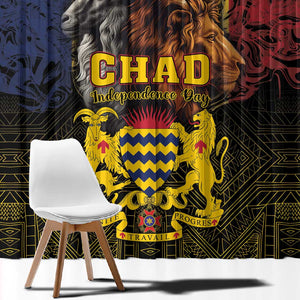 Chad Independence Day 1960 Window Curtain Tchad Goat and Lion African Pattern