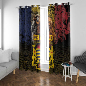 Chad Independence Day 1960 Window Curtain Tchad Goat and Lion African Pattern