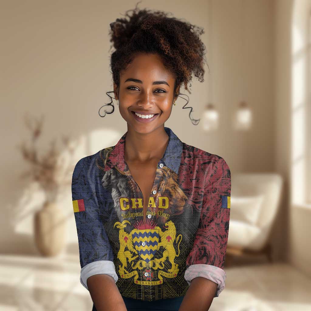 Chad Independence Day 1960 Women Casual Shirt Tchad Goat and Lion African Pattern