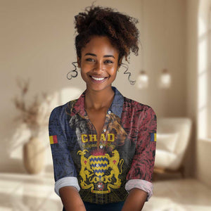 Chad Independence Day 1960 Women Casual Shirt Tchad Goat and Lion African Pattern