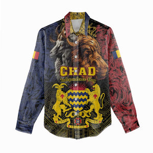 Chad Independence Day 1960 Women Casual Shirt Tchad Goat and Lion African Pattern