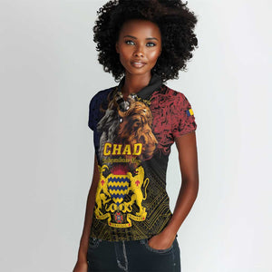 Chad Independence Day 1960 Women Polo Shirt Tchad Goat and Lion African Pattern