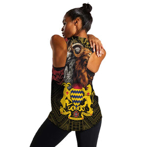 Chad Independence Day 1960 Women Racerback Tank Tchad Goat and Lion African Pattern