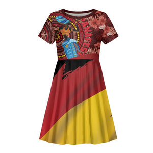 Panafest Kid Short Sleeve Dress Ghana Tropical African Pattern