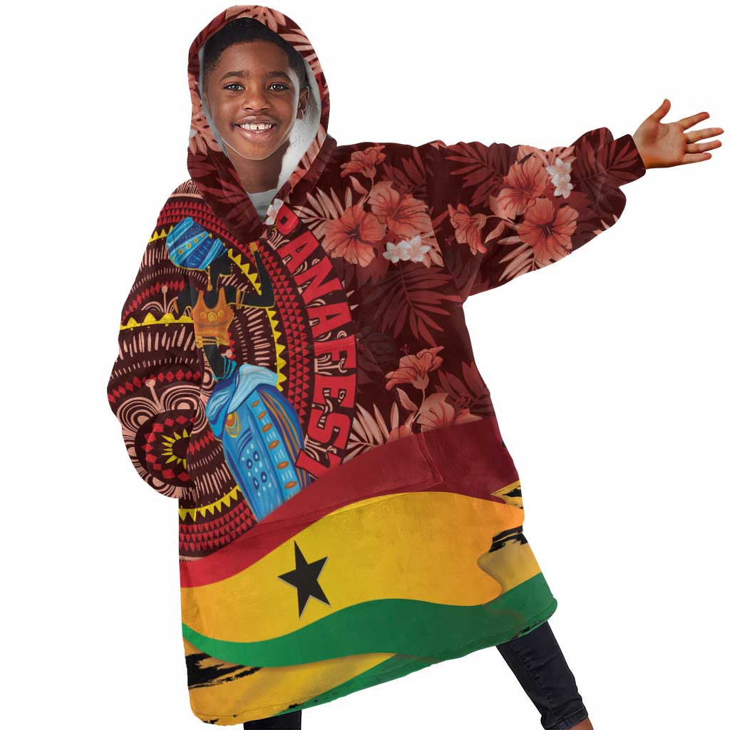 Panafest KId Wearable Blanket Hoodie Ghana Tropical African Pattern