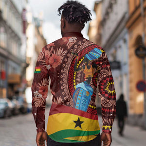 Panafest Long Sleeve Button Shirt Ghana Tropical African Pattern