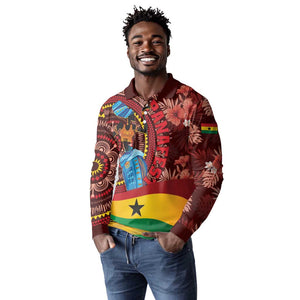 Panafest Long Sleeve Polo Shirt Ghana Tropical African Pattern