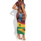 Panafest Short Sleeve Bodycon Dress Ghana Tropical African Pattern LT01