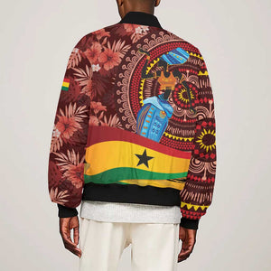 Panafest Sleeve Zip Bomber Jacket Ghana Tropical African Pattern