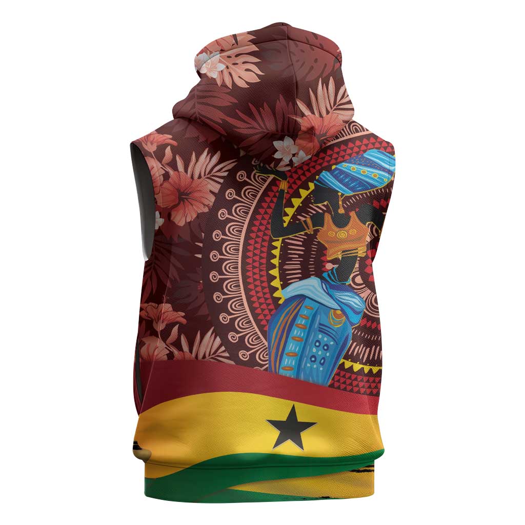 Panafest Sleeveless Hoodie Ghana Tropical African Pattern - African Pride