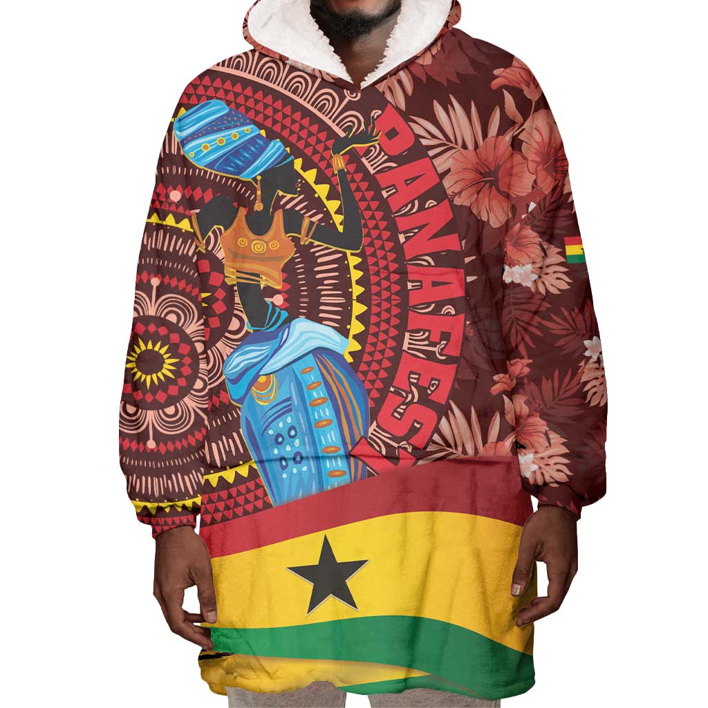 Panafest Wearable Blanket Hoodie Ghana Tropical African Pattern