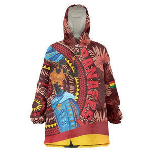 Panafest Wearable Blanket Hoodie Ghana Tropical African Pattern