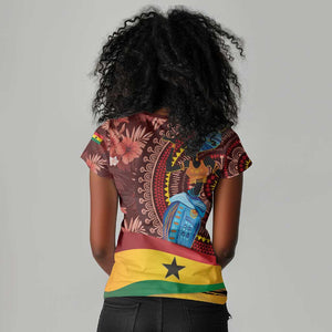 Panafest Women V-Neck T-Shirt Ghana Tropical African Pattern