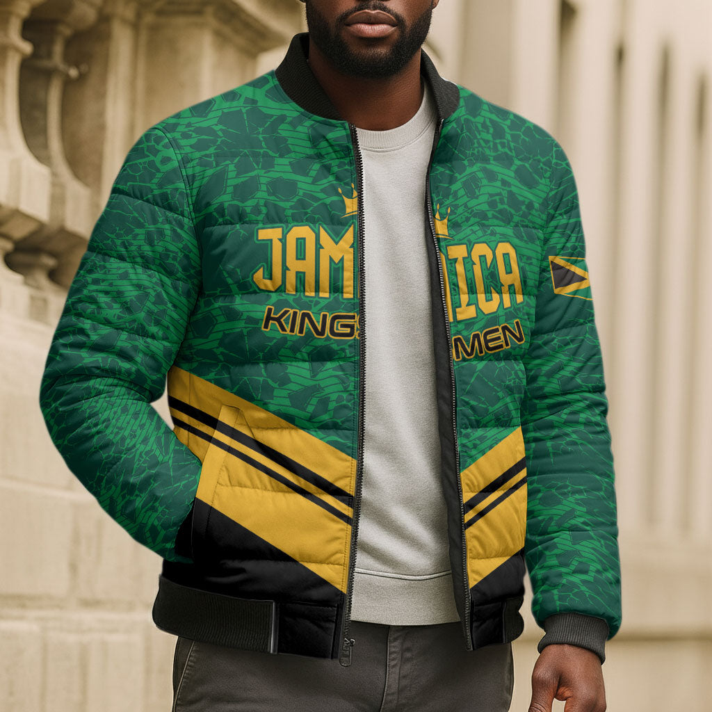 Custom Jamaica 2026 Kingsmen Cricket Bomber Puffer Jacket We Are Tallawah