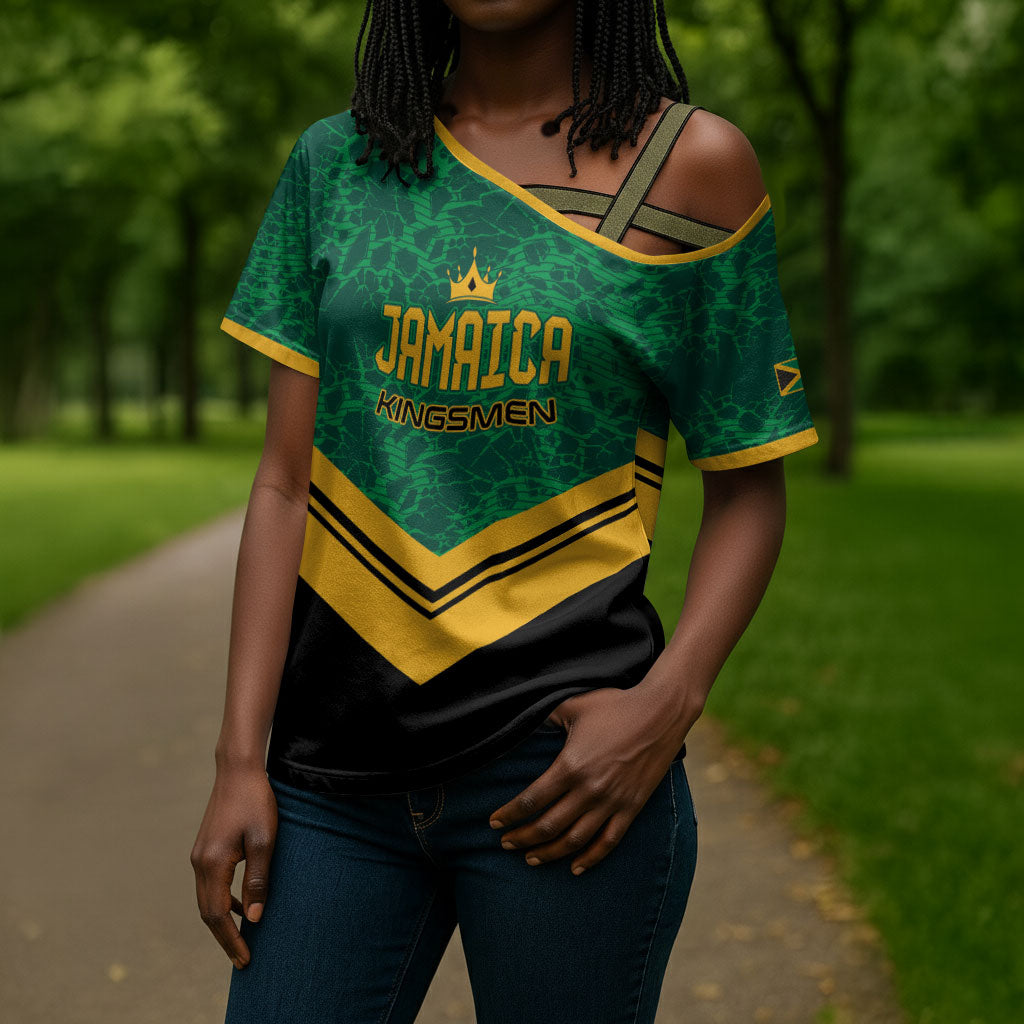 Custom Jamaica 2026 Kingsmen Cricket Cross Shoulder Shirt We Are Tallawah