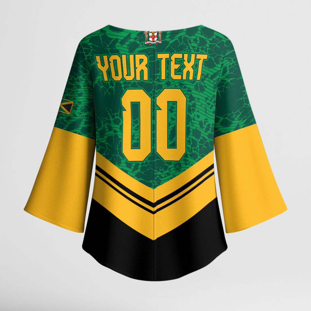 Custom Jamaica 2026 Kingsmen Cricket Kimono Sleeve Blouse We Are Tallawah