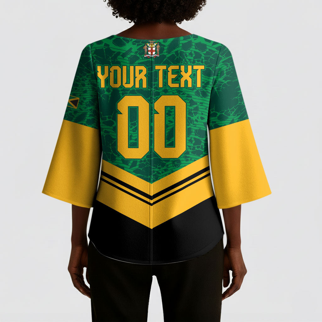 Custom Jamaica 2026 Kingsmen Cricket Kimono Sleeve Blouse We Are Tallawah