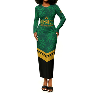 Custom Jamaica 2026 Kingsmen Cricket Long Sleeve Bodycon Dress We Are Tallawah