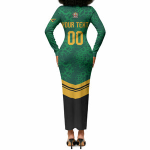Custom Jamaica 2026 Kingsmen Cricket Long Sleeve Bodycon Dress We Are Tallawah
