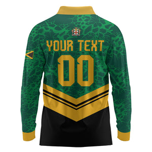 Custom Jamaica 2026 Kingsmen Cricket Long Sleeve Polo Shirt We Are Tallawah