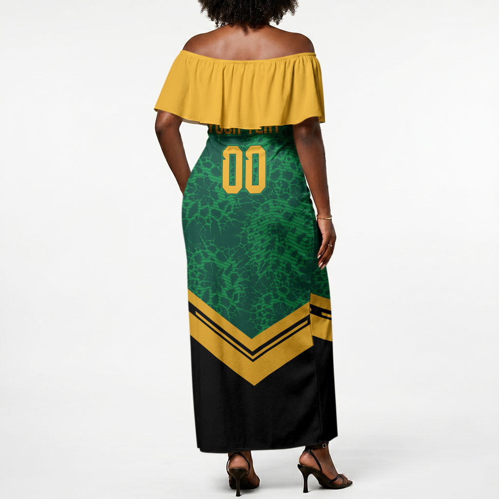 Custom Jamaica 2026 Kingsmen Cricket Off Shoulder Maxi Dress We Are Tallawah