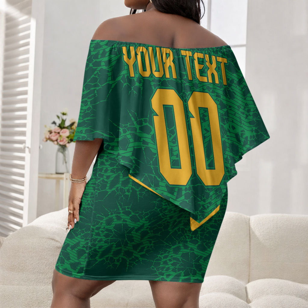 Custom Jamaica 2026 Kingsmen Cricket Off Shoulder Short Dress We Are Tallawah